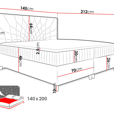 Hotelová manželská postel 180x200 RUSK - žlutá + topper ZDARMA