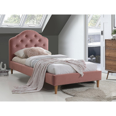 Jednolůžková čalouněná postel MIRELA - 90x200 cm, růžová