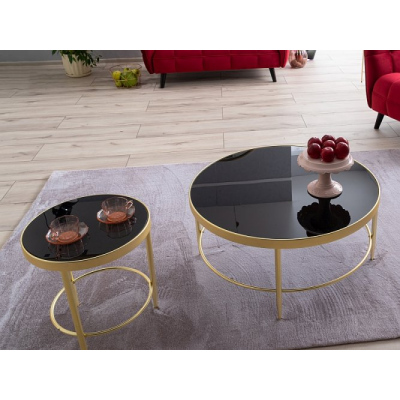 Konferenční stolek MARINUS - černý / zlatý