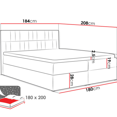 Americká manželská postel 180x200 TOMASA 3 - růžová + topper ZDARMA