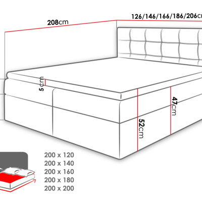 Boxspringová jednolůžková postel 120x200 TOMASA 1 - modrá 1 + topper ZDARMA