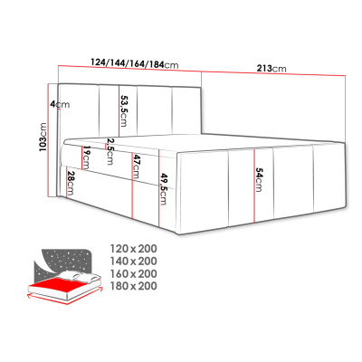 Hotelová manželská postel 180x200 MORALA - hnědá 3 + topper ZDARMA