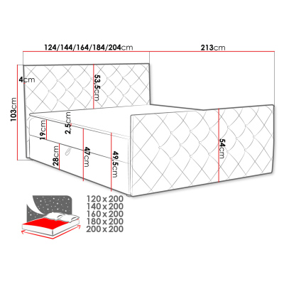 Americká jednolůžková postel 120x200 NATAL - světlá béžová + topper ZDARMA