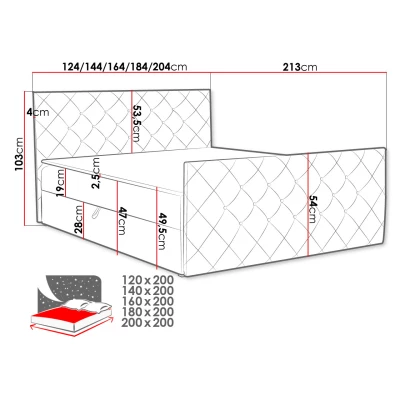 Americká manželská postel 140x200 NATAL - modrá + topper ZDARMA