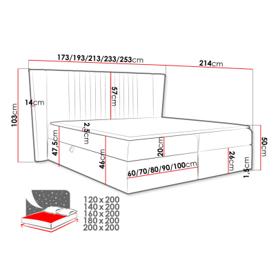 Hotelová manželská postel 160x200 SOLA - tmavá modrá + topper ZDARMA