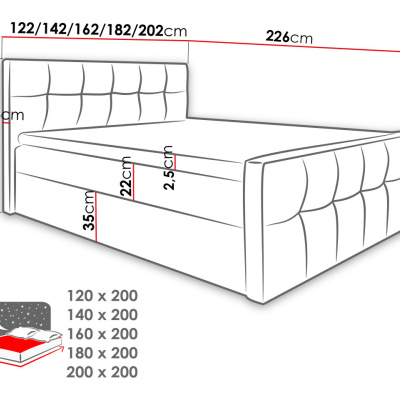 Hotelová manželská postel 200x200 ORLIN - hnědá ekokůže + topper ZDARMA