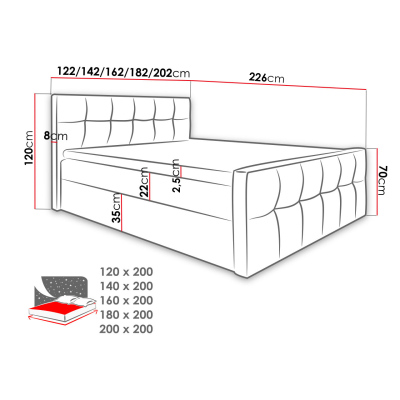 Hotelová manželská postel 180x200 ORLIN - hnědá ekokůže + topper ZDARMA