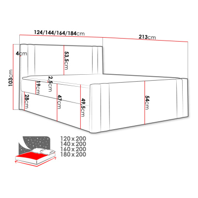 Americká manželská postel 180x200 VITORIA - světlá šedá + topper ZDARMA