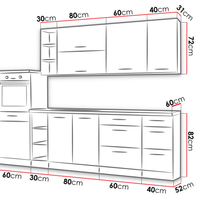 Kuchyňská linka 270/210 cm ZHILAN 4 - dub lancelot / bílá