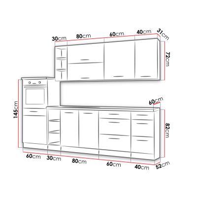 Kuchyňská linka 270/210 cm ZHILAN 4 - dub lancelot / bílá