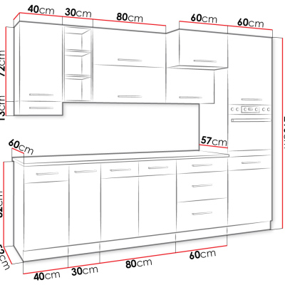 Kuchyňská linka 270/270 cm ZHILAN 3 - dub lancelot / matera + LED, dřez a pracovní deska ZDARMA