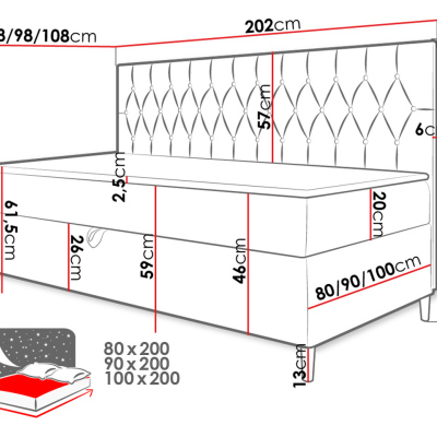 Boxspringová jednolůžková postel 90x200 PORFIRO 2 - bílá ekokůže / hnědá 1 + topper ZDARMA