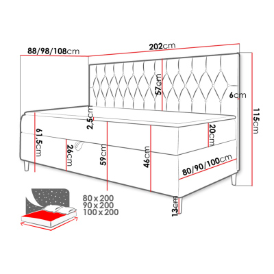 Boxspringová jednolůžková postel 90x200 PORFIRO 2 - bílá ekokůže / hnědá 1 + topper ZDARMA