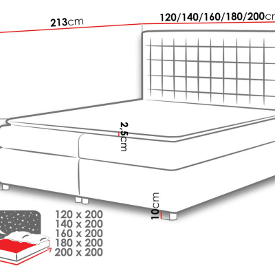 Hotelová manželská postel 200x200 SARITA - bílá ekokůže + topper ZDARMA