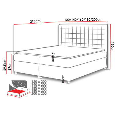 Hotelová manželská postel 180x200 SARITA - růžová + topper ZDARMA