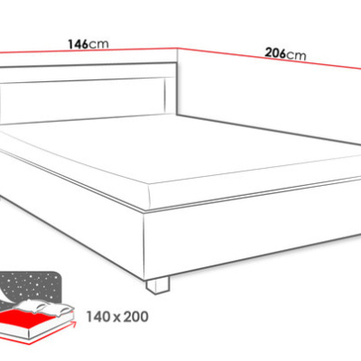 Manželská postel s matrací a roštem 140x200 TAKA - dub sonoma