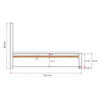 Elegantní čalouněná postel Champ 200x200, červená