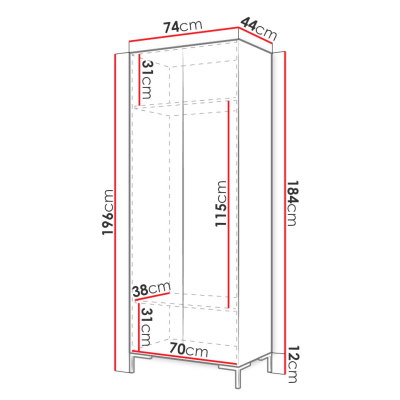 Šatní skříň do předsíně 74 cm ANDORA - dub kraft / černá