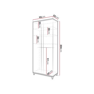 Šatní skříň ANINA - šířka 90 cm, bílá / černá