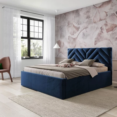Manželská postel s úložným prostorem 140x200 SUELA - modrá
