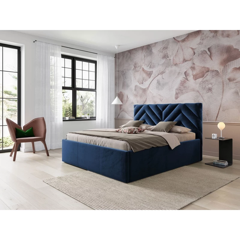 Manželská postel s úložným prostorem 140x200 SUELA - modrá