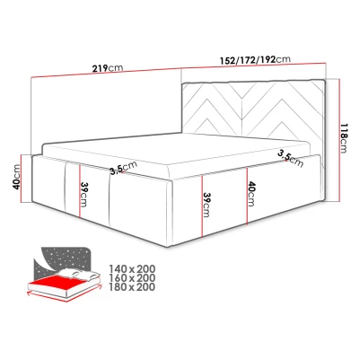 Manželská postel s úložným prostorem 160x200 SUELA - béžová