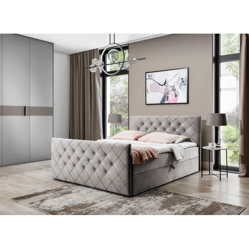 Boxspringová postel LENKA - 160x200, cappucino + topper ZDARMA