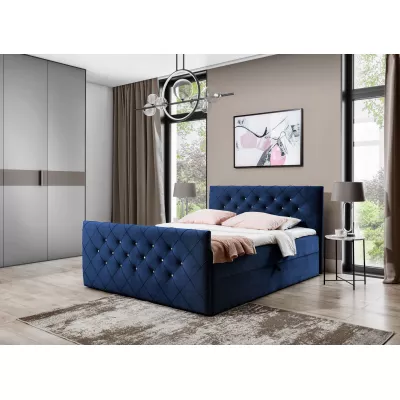 Boxspringová postel LENKA - 160x200, modrá + topper ZDARMA