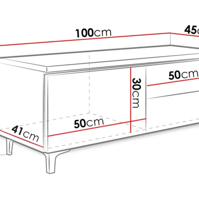 Stolek pod televizi DESANA 2L - šířka 100 cm, bílý / šedý