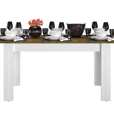 Rozkládací jídelní stůl BRIANA - 140x82, bílý / dub lefkas