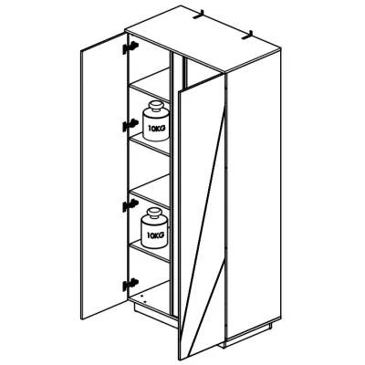 Šatní skříň FIDES - šířka 92 cm, bílá / stříbrný beton