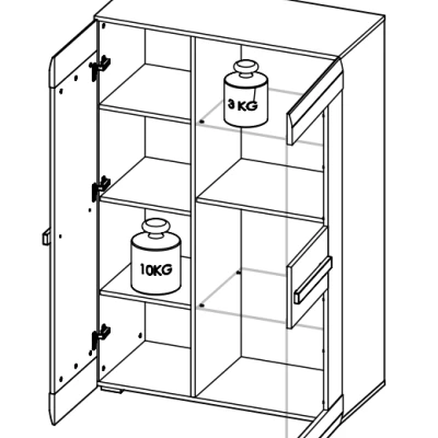 Vitrína s prosklenou částí ILKO - bílá borovice / new grey