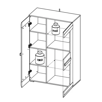 Vitrína s prosklenou částí ILKO - bílá borovice / new grey
