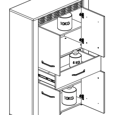 Kombinovaná komoda DERIKA - bílá borovice