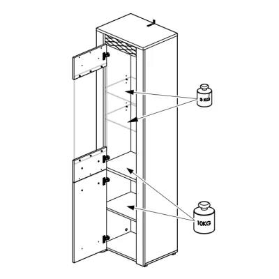 Vitrína s prosklenou částí DERIKA - bílá borovice