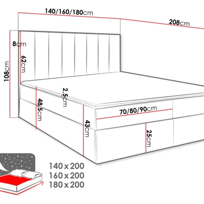 Hotelová manželská postel 180x200 MANNIE 2 - zelená + topper ZDARMA