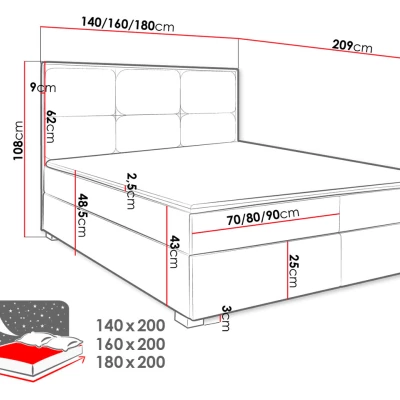 Americká manželská postel 180x200 MANNIE 1 - růžová + topper ZDARMA