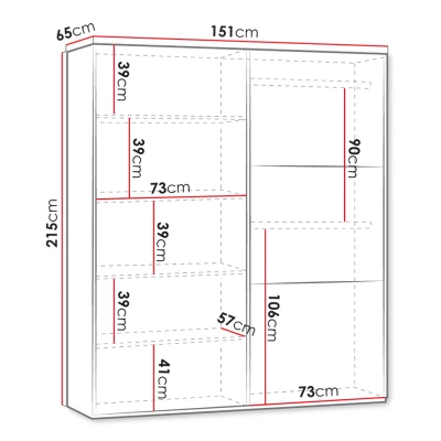 Šatní skříň se zrcadlem 151 cm MATAS - bílá