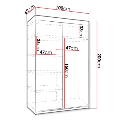 Šatní skříň 100 cm ELVIRA 3 - bílá