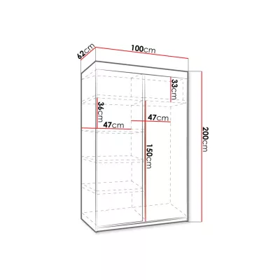 Šatní skříň 100 cm ELVIRA 3 - bílá