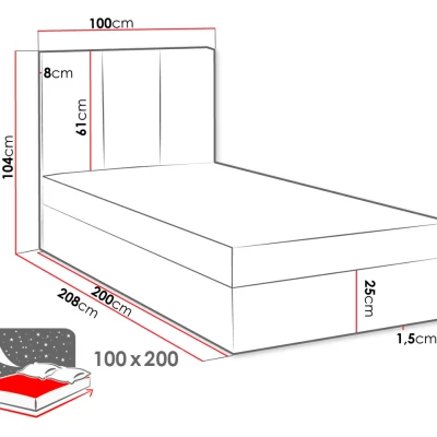 Kontinentální dětská postel 100x200 LOBO - růžová, pravé provedení + topper ZDARMA