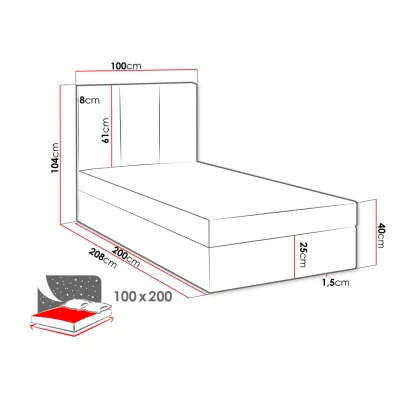 Kontinentální dětská postel 100x200 LOBO - růžová, pravé provedení + topper ZDARMA