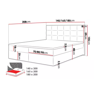 Kontinentální manželská postel 180x200 BALJA 4 - zelená + topper ZDARMA