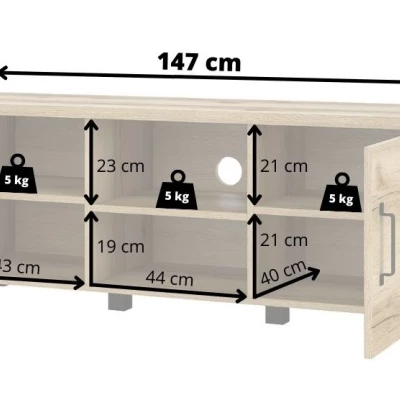 Moderní televizní stolek OKAL - dub grand přírodní / černý