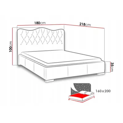 Čalouněná manželská postel 160x200 SALVADORA - červená