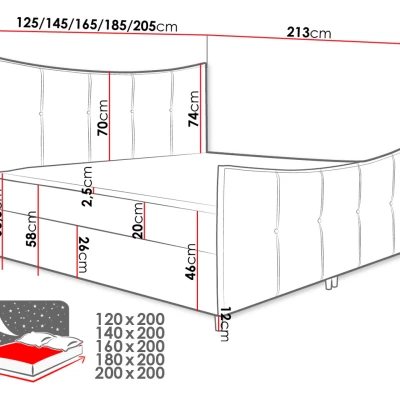 Hotelová dvoulůžková postel 200x200 MORISA - červená + topper ZDARMA