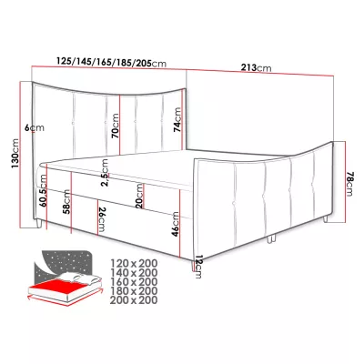 Hotelová dvoulůžková postel 160x200 MORISA - růžová + topper ZDARMA