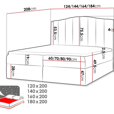 Boxspringová manželská postel 180x200 REYA - bílá ekokůže + topper ZDARMA