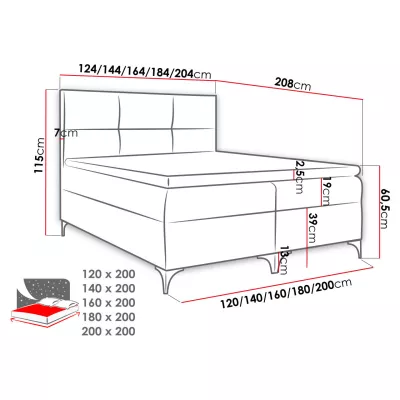 Americká manželská postel 180x200 NIEVE - červená + topper ZDARMA