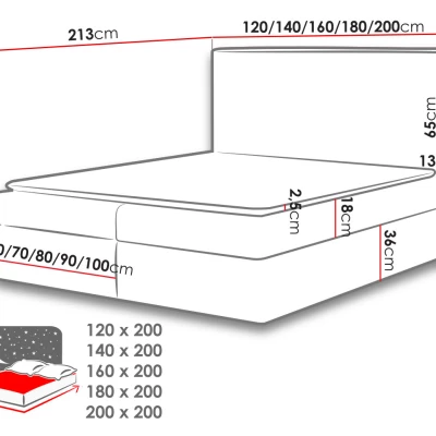 Kontinentální dvoulůžková postel 200x200 MARICELA - modrá + topper ZDARMA